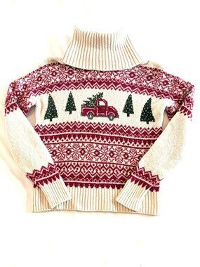 Ruby Moon turtleneck XS holiday cotton red cream green